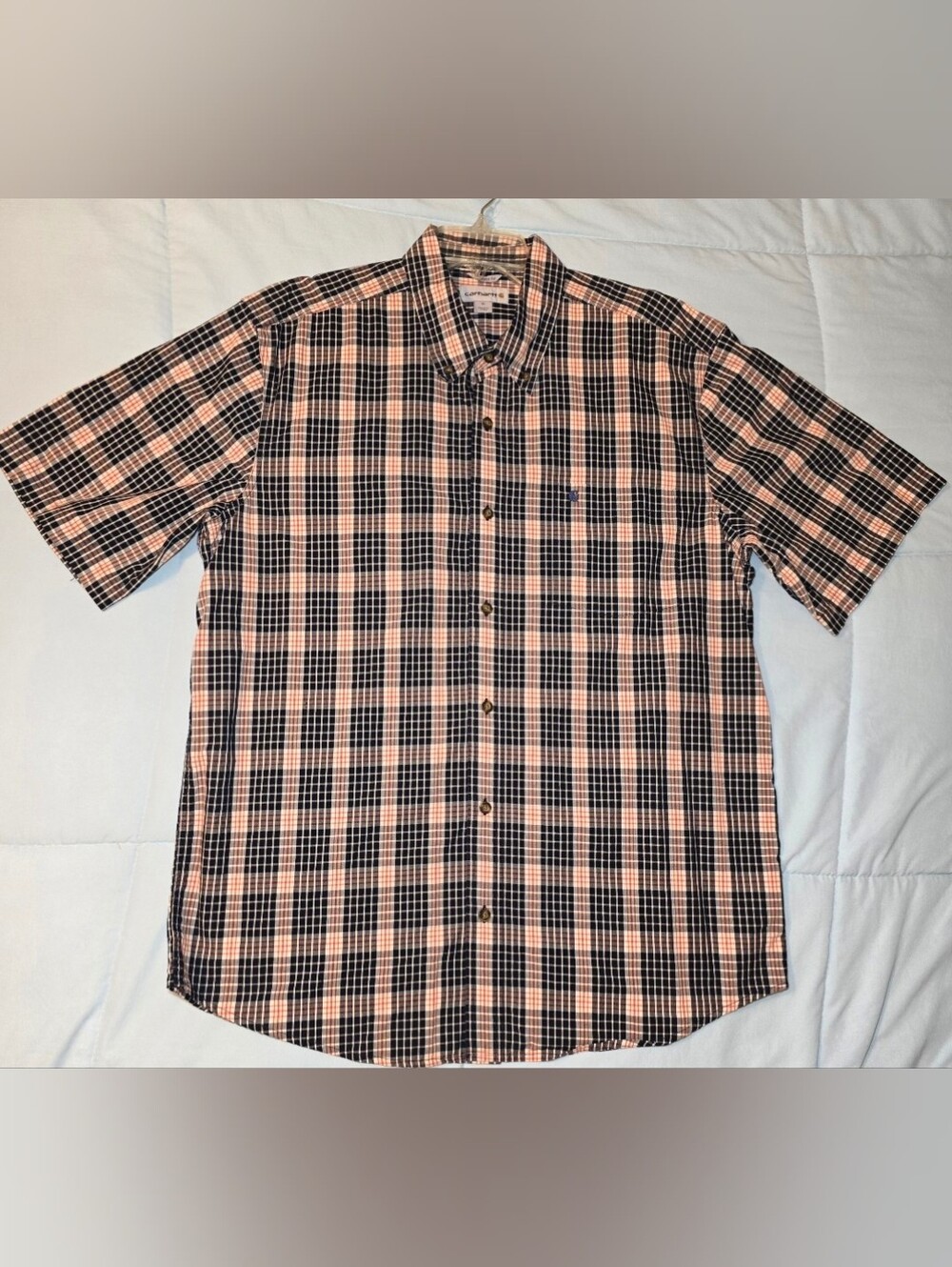 Carhartt Men's XL Relaxed Fit Short Sleeve Plaid Button Down Shirt